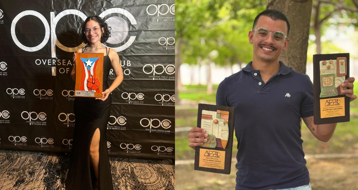 Andrea Santiago y Luis Joel Méndez con sus premios. Foto por: Suministrada Luis Joel Méndez y Andrea Santiago